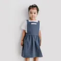Grembiule in puro cotone blu navy stile giapponese per bambini su modello ragazza - Grigio scuro