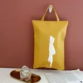 Porta fazzoletti appeso in pelle gialla stile nordico per auto e casa moderna - Giallo (Non stampato)