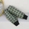 Coprimaniche lunghe in cotone a quadretti verdi con polsini elastici neri per pulizia domestica - Quadri verdi (regolabile)