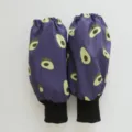 Coprimaniche viola impermeabili con stampa avocado e polsini elastici neri protettivi - Avocado su sfondo viola (regolabile)
