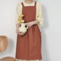 Elegante grembiule plissettato in cotone per donna idrorepellente color terracotta - Arancione