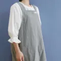 Tablier en coton et lin gris de style japonais grande taille pour café ou fleuriste - Gris artistique