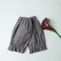 Coprimaniche ricamati in cotone grigio con volant per ufficio e protezione contro lo sporco - Modello corto / Grigio Carbone
