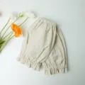 Coprimaniche minimaliste in cotone beige con elegante ricamo inglese per l'ufficio - Modello corto / Avorio