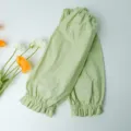 Coprimaniche in cotone verde ricamato per la protezione in ufficio e pulizia - Modello lungo / Verde Pallido