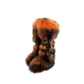 Faux fur Y2K punk high-top boots with orange black buckles and rivets design - Orange