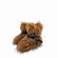 Brown Y2K punk faux fur snow boots with black rivet leather straps and buckles. - 38 / Coffee (Thick Sole Short Boots)