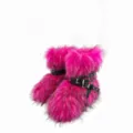 Vibrant hot pink faux fur Y2K punk platform snow boots with stylish rivet buckles - 38 / Rose Pink (Thick Sole Short Boots)