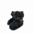 Stylish black faux fur snow boots with punk buckle straps and rivets for a Y2K look. - 38 / Black (Thick Sole Short Boots)