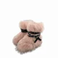 Chic pink faux fur snow boots featuring Y2K punk buckled straps and silver rivets - 38 / Pink (Thick Sole Short Boots)