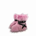 Pink Y2K punk faux fur snow boots with black buckle straps and metal studs detail - 38 / Pink Purple (Platform Short Boots)