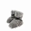 Stylish grey faux fur Y2K punk snow boots featuring black studded buckle straps - 38 / Grey (Platform Short Boots)
