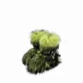 Y2K punk style lime green faux fur snow boots with black studded straps - 38 / Fluorescent Green (Platform Short Boots)