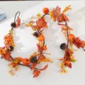 Autumn artificial pumpkin pine cone maple leaf garland for Thanksgiving home wall decor. - Red Maple Leaf Vine
