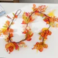 Artificial autumn maple leaf pumpkin garland for Thanksgiving holiday home wall door hanging decor. - Small Pomegranate Vine