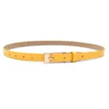 Women yellow PU leather belt with gold pin buckle stylish minimalist jeans dress accessory - Yellow (Silver Buckle)