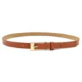 Women's Brown PU Leather Belt Minimalist Gold Square Pin Buckle Casual Jeans Dress Belt - Khaki (Silver Buckle)