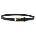 Black PU Leather Belt Women Skinny Gold Pin Buckle Waistband Dress Jeans Accessorize - Black (Silver Buckle)