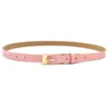 Pink PU leather belt for women with gold square pin buckle versatile jeans dress waist accessory - Pink (Silver Buckle)
