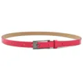Pink slim PU leather belt for women, trendy metal buckle jeans decorative waist accessory. - Rose Red (Black Buckle)