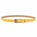 Yellow PU leather thin belt with dark alloy pin buckle, stylish minimalist women's waist strap. - Yellow (Black Buckle)