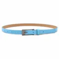 Light blue PU leather belt for women, featuring a sleek alloy pin buckle, perfect for jeans. - Light Blue (Black Button)