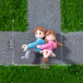 Mini resin couple figurine cartoon doll in blue and pink hoodie for car and desktop decor - Cartoon Couple / 1# Blue Pink Couple