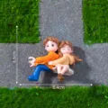 Miniature cartoon couple figurine for car dashboard, DIY landscape decor and cute desktop ornament. - Cartoon Couple / 2# Yellow Orange Couple