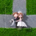 Wedding couple figurine miniature resin ornament micro landscape car desktop decor style 1 - Cartoon Couple / 4# Black White Wedding Couple