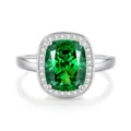 Sterling zilveren groene kussengeslepen edelsteen ring elegante dames mode sieraden item - Maat 5 / Smaragd(FDJZ-453)