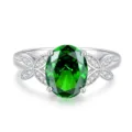 S925 zilveren ring met ovale groene edelsteen en blaccenten dames sieraden variant - Maat 5 / Smaragd(FDJZ-459)