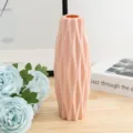 Modern pink plastic vase, minimalist geometric fluted floral container for home decor. - Diamond Vase Pink