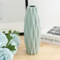 Modern mint green plastic geometric flower vase for home decor, minimalist table floral arrangement. - Diamond Vase Green