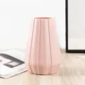 Minimalist pink plastic flower vase, modern fluted decorative vase for home room interior decor. - Large Round Bottom Vase Pink