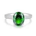 S925 Zilveren Ovale Groene Edelsteen Ring Dames Elegante Zirkonia Mode Sieraden Mooi - Maat 5 / Smaragd (FDJZ-460)