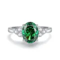 Zilveren groene edelsteen ring S925 sterling zilver ovale smaragd zirkonia variant - Maat 5 / Smaragd (FDJZ-463)