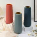 Mattes vertikales gestreiftes Kunststoff-Vasen-Set fur moderne Wohnzimmer Tisch-Dekoration - Vertikalgestreifte Vase