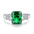 S925 sterling zilveren ring met smaragdgeslepen groene edelsteen voor dames variant. - Maat 5 / Gekruiste Lijnstijl (FDJZ-471) / Smaragd