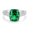 S925 sterling zilveren kussengeslepen groene edelsteen ring voor elegante dames mode. - Maat 5 / Smaragd(FDJZ-452)