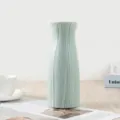 Plastic flower vase minimalist vertical stripe unbreakable fresh home interior decoration - Washed Waist Vase Green