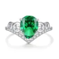 S925 zilveren kroon ring peervormige groene smaragd elegante dames sieraden cadeau - Maat 5 / Smaragd (FDJZ-461)