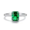 S925 sterling zilver groene edelsteen ring straalvormige snit damesmode sieraden - Maat 5 / Crushed Ice Snit Stijl (FDJZ-474) / Smaragd