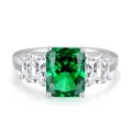 S925 Sterling Zilveren Damesring met Smeralda Geslepen Groene Edelsteen Sieraden - Maat 5 / Smaragd(FDJZ-456)