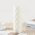 White plastic flower vase with geometric diamond texture, simple modern home decor style. - Rhombus Vase White