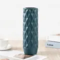 Nordic geometric plastic vase dark blue shatterproof flower pot home decor tabletop display. - Rhombus Vase Blue