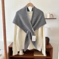 Damen Winter einfarbig gestrickter Kreuz Schal Schal, kuscheligwarmer Pullover Passung. - Grau