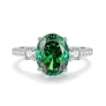 Elegante 925 zilveren ring met een prachtige ovale groene edelsteen en schitterende steentjes. - Maat 5 / Smaragd (FDJZ-470)