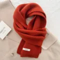 Cozy Orange Knit Wool Scarf Winter Warm Cold Weather Ribbed Neck Wrap Fashion Variant - Orange Red