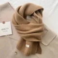 Beige gewirkte Wollschal für Damen Winter warm einfarbig gemütlich weicher Schal Variante - Camel