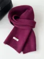Korean style 100% wool winter scarf for women, cozy warm knit neck warmer in deep purple. - Purple